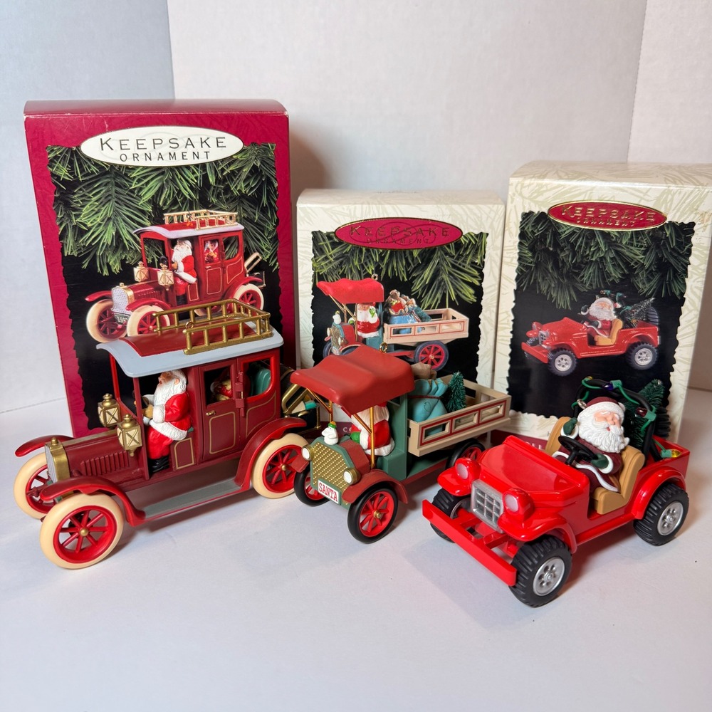 Hallmark Keepsake Ornament Lot Santa Vehicles 1993 1996 Shopping With Santa 3pc
